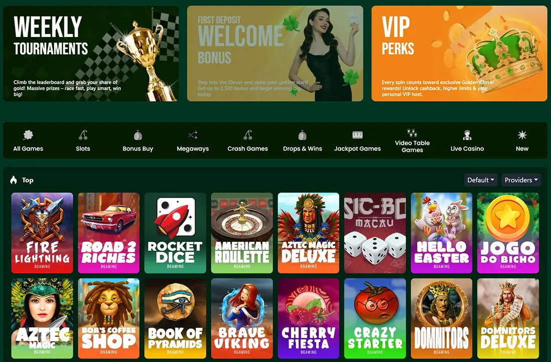 Golden Clover Casino Homepage