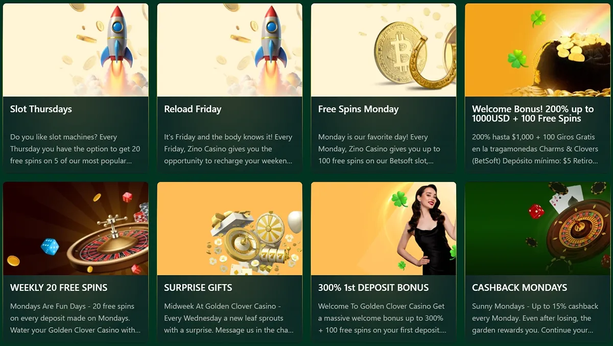 Golden Clover Casino Bonuses and Promotions
